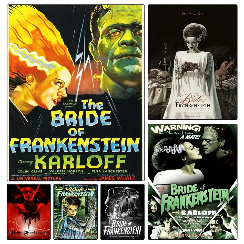 movie Bride of Frankenstein Poster Poster Waterproof HD Unframed Self‑Stick Decor Wall Art for Home Room Decoration Gift