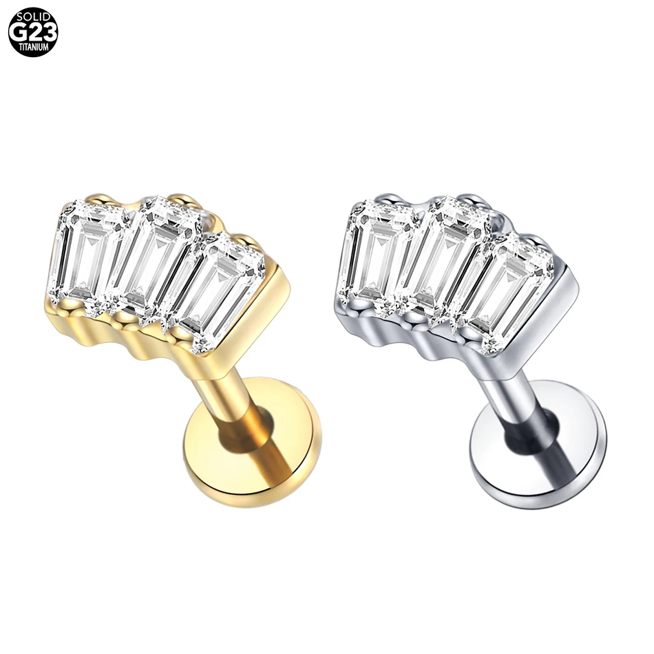 1Pc G23 Titanium Cz Crystal Ear Cartilage Tragus Helix Daith Piercing Internal Thread Lip Stud Labret Piercing Body Jewelry 16G — zdjęcie 5