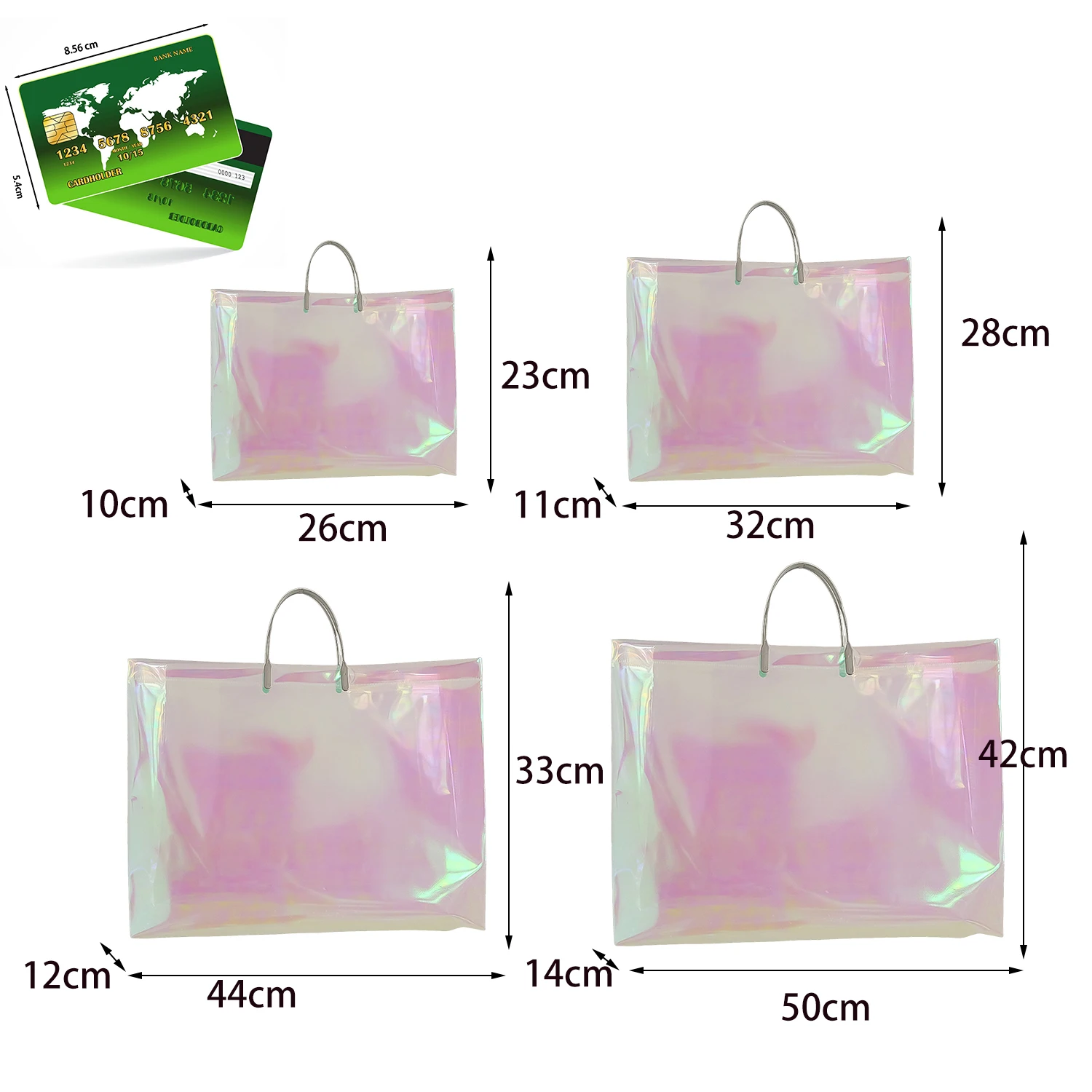 1PC Fashion Women Clear Tote PVC Laser Waterproof Transparent Handbags Shopper Shoulder Bag Beach Portable Pouch