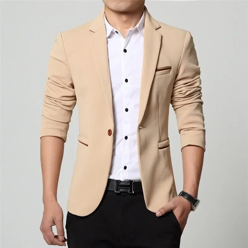 LIBIELIY 2025 New Fashion Spring Autumn Casual Men Blazer Cotton Slim England Suit Blaser Masculino Male Jacket Blazer Men Size