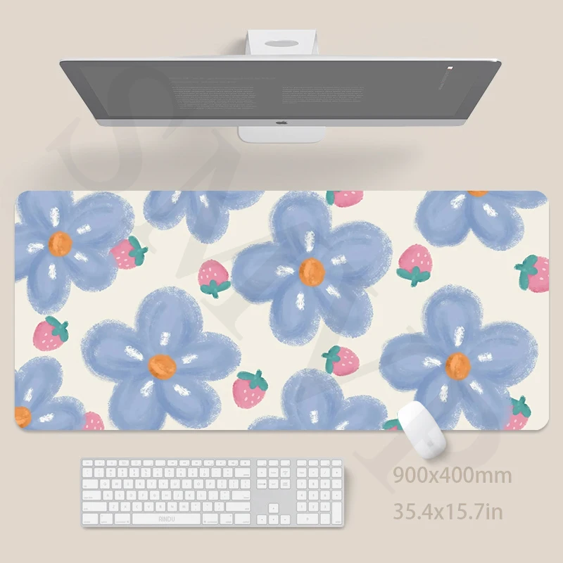 

Mouse Pad Flower Large Cute Mousepad Desk Mat XXXL Mouse Mats 31.4x11.8in Rubber Desk Pad Kawaii Table Carpet Mousepads