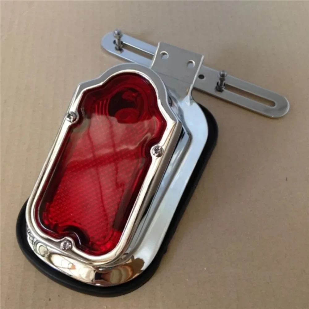 Motorcycle Chrome Red Tombstone Brake Tail Light Signal For Harley Bike Aluminiu