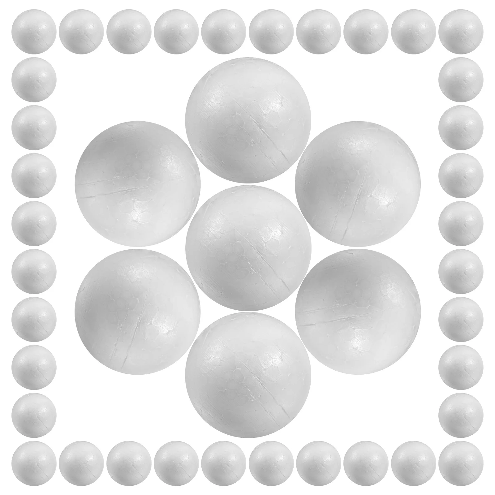 100 Pcs Solid Round Spheres Craft Ball 6cm Balls Balloon Paintable Foam Polystyrene White Smooth Surface