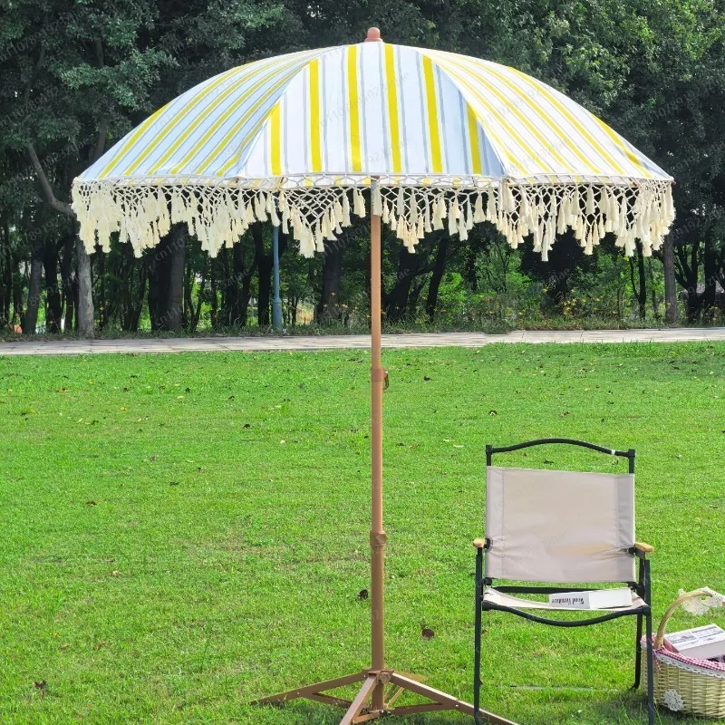 

Портативный пляжный зонт с бахромой для защиты от солнца у бассейна и патио