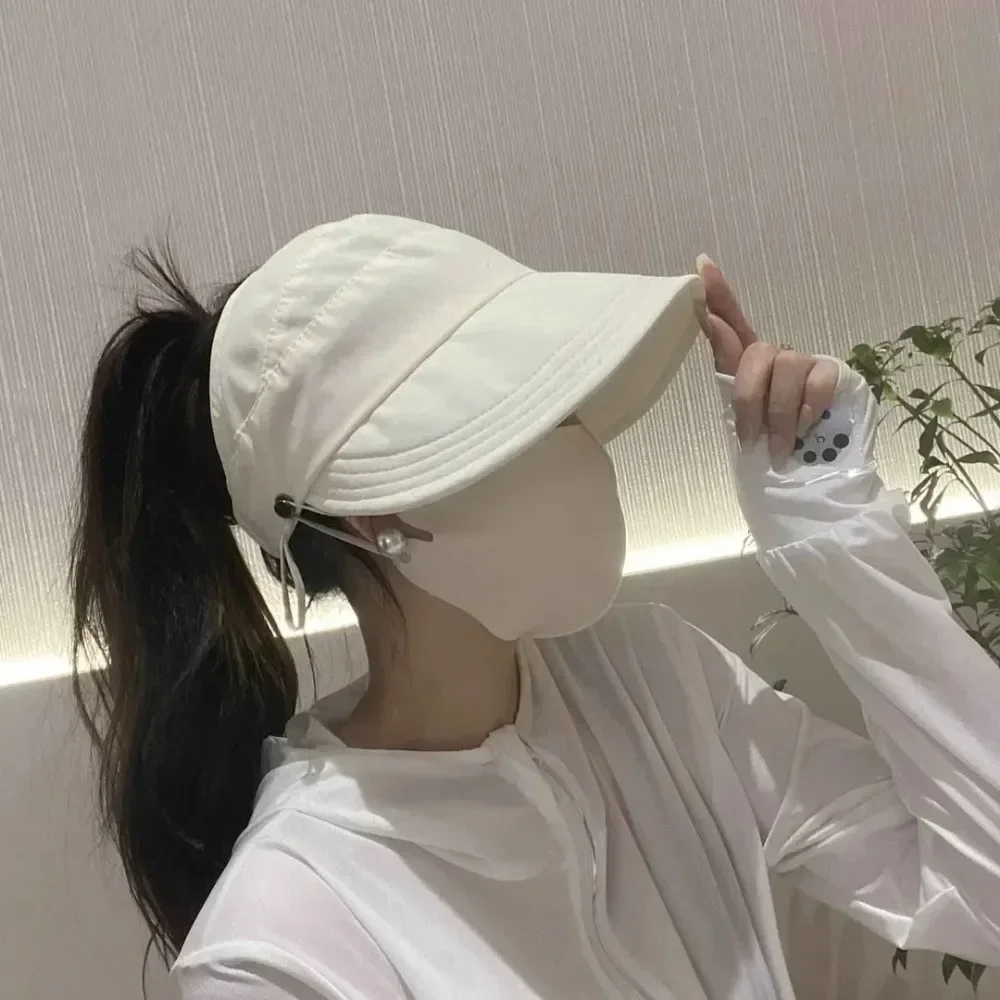 Gorros Summer Wide Brim Sunhat Women Foldable Adjustable Outdoor Beach Bucket Hat UV Protection Visors Fisherman Ponytail Caps
