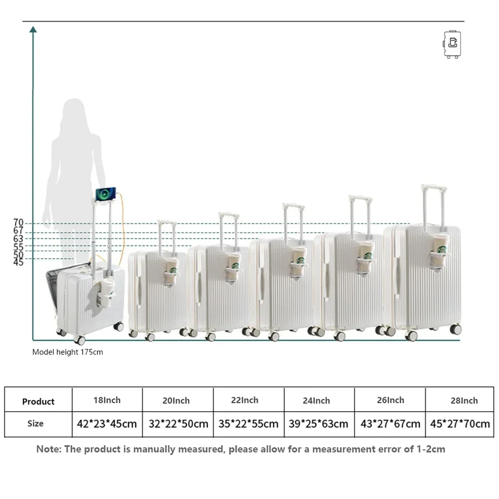 Extensões de transporte de viagem tipo 20 24 28 Polegada mala carrinho de bagagem carry-on cabine mala transportadora para a linha da viagem