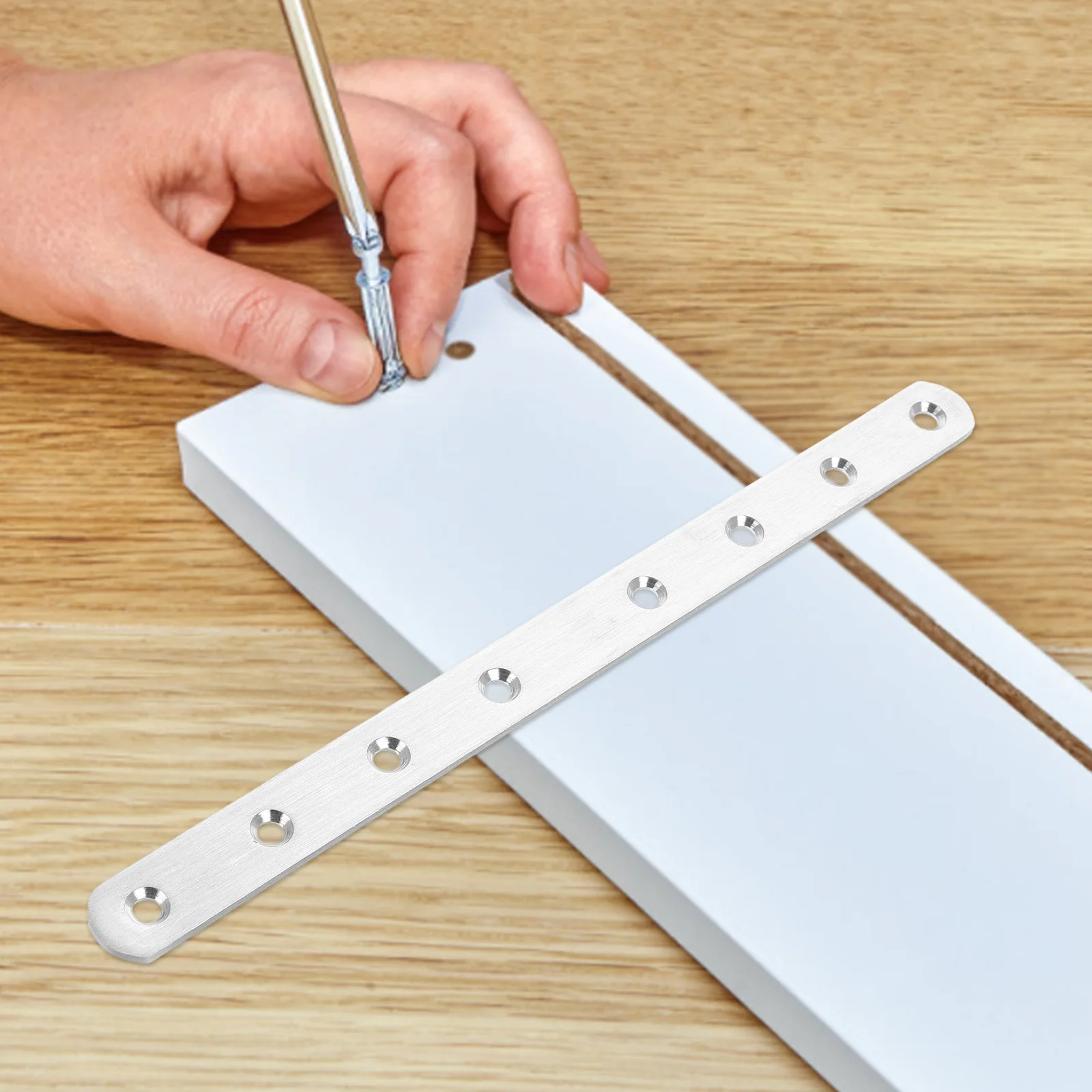 

2pcs Stainless Steel Flat Bracket Heavy Duty Straight Plate For Wood Furniture Repair Fixing Reinforcement Mounting Brackets