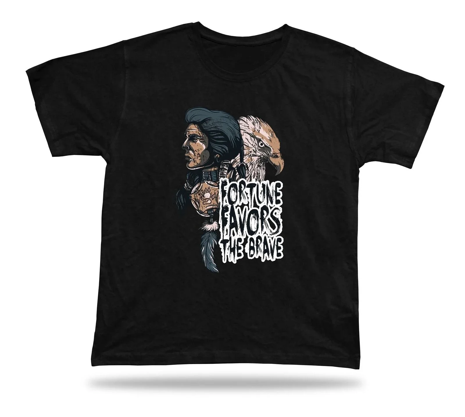 

Fortune Favors The Brave Eagle Warrior Modern T-Shirt 100% Cotton O-Neck Short Sleeve Summer Casual Mens T-shirt Streetwear