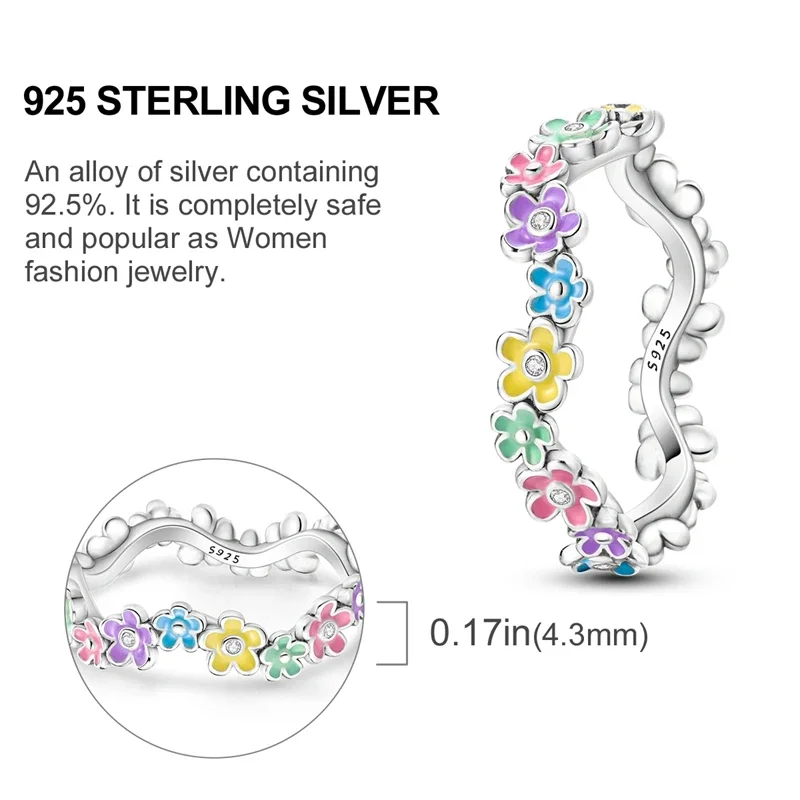925 Sterling Silver Rotating Windmill Cherry Blossom Ring Can Glow Change Color Firefly Chameleon Ring for Women Wedding Jewelry