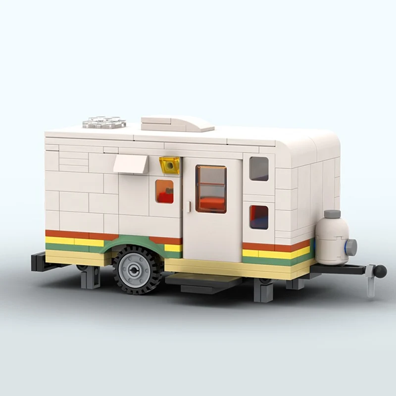 

City Car Model MOC Building Bricks Cozy Camper Travel Trailer Caravan Modular Technology Gift Holiday Assemble Children Toy Suit