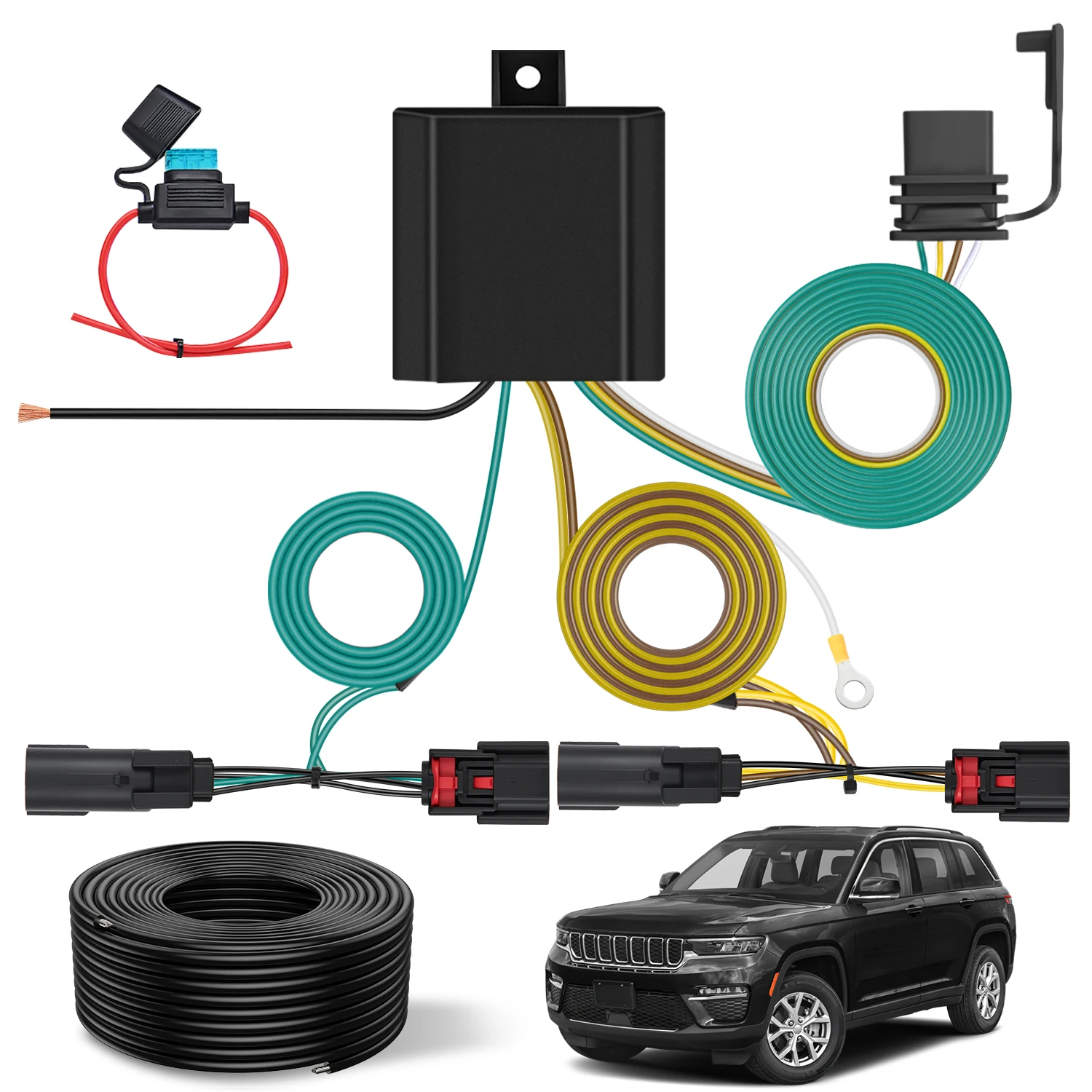 Nilight 4 Pin Trailer Wiring Harness Kit 118847/56473 Simple Fit Hitch Vehicle Standard 4 Way Connector Custom for 2022 2023 2024 2025 Jeep Grand Cherokee 2021-25 Grand Cherokee L Accessories