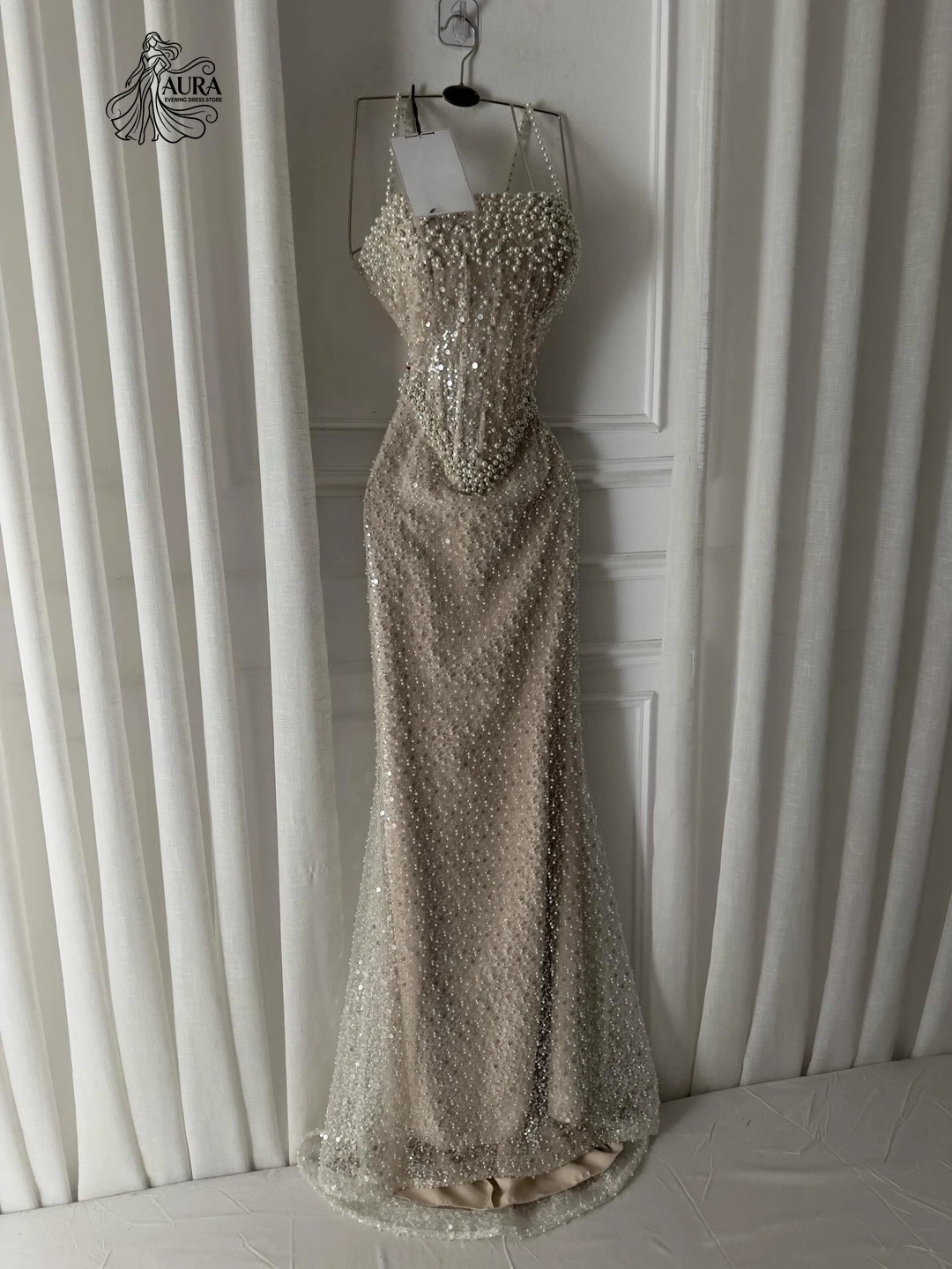 Aura Bead Embroidery Muslim Evening Dresses Luxury Women's Elegant Party Dress Custom Made Fishtail Skirt Sequins Formal Gowns