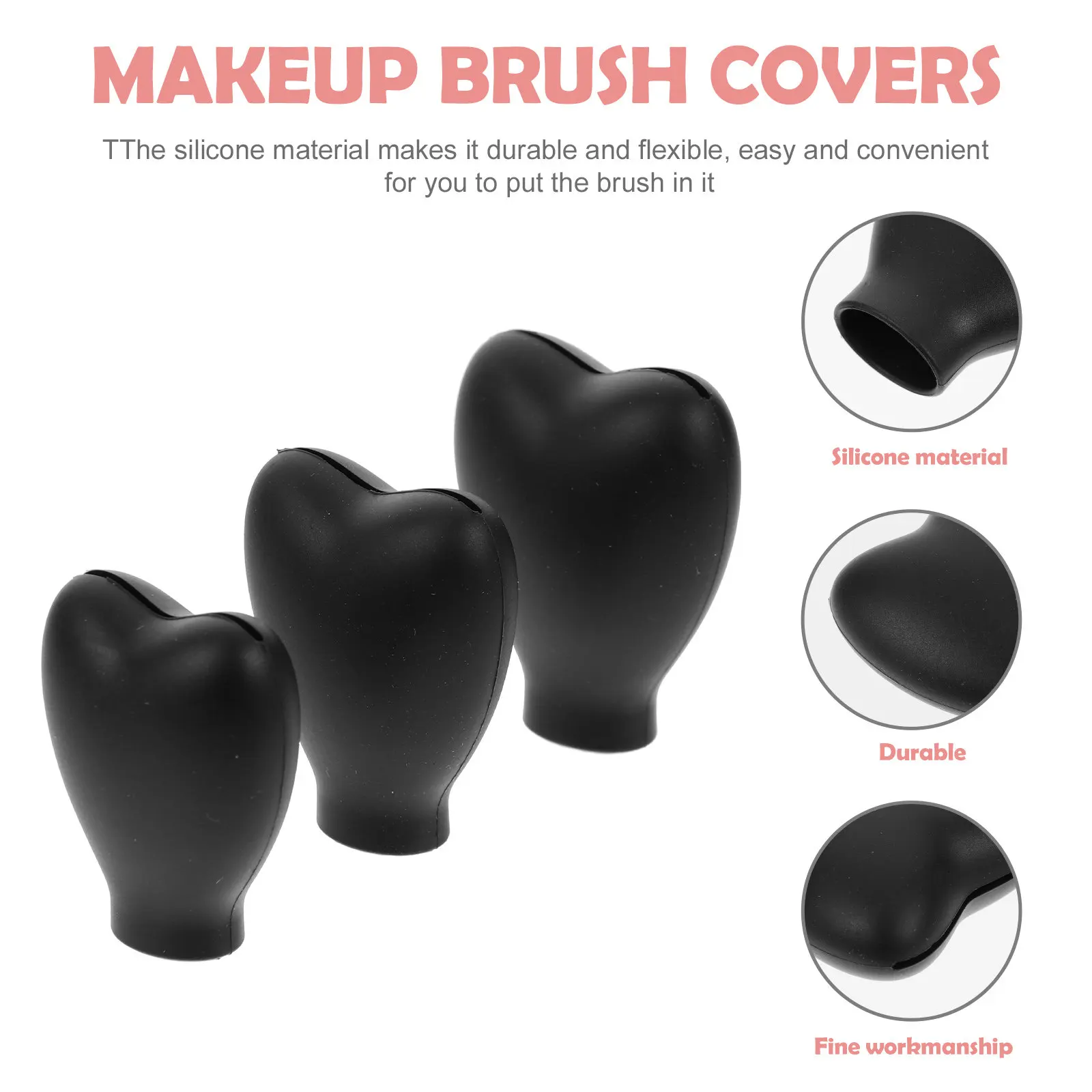 3pcs Silicone Makeup Brush Covers – Dust-Proof Flexible Travel Sleeves for Brushes & Facial Tools