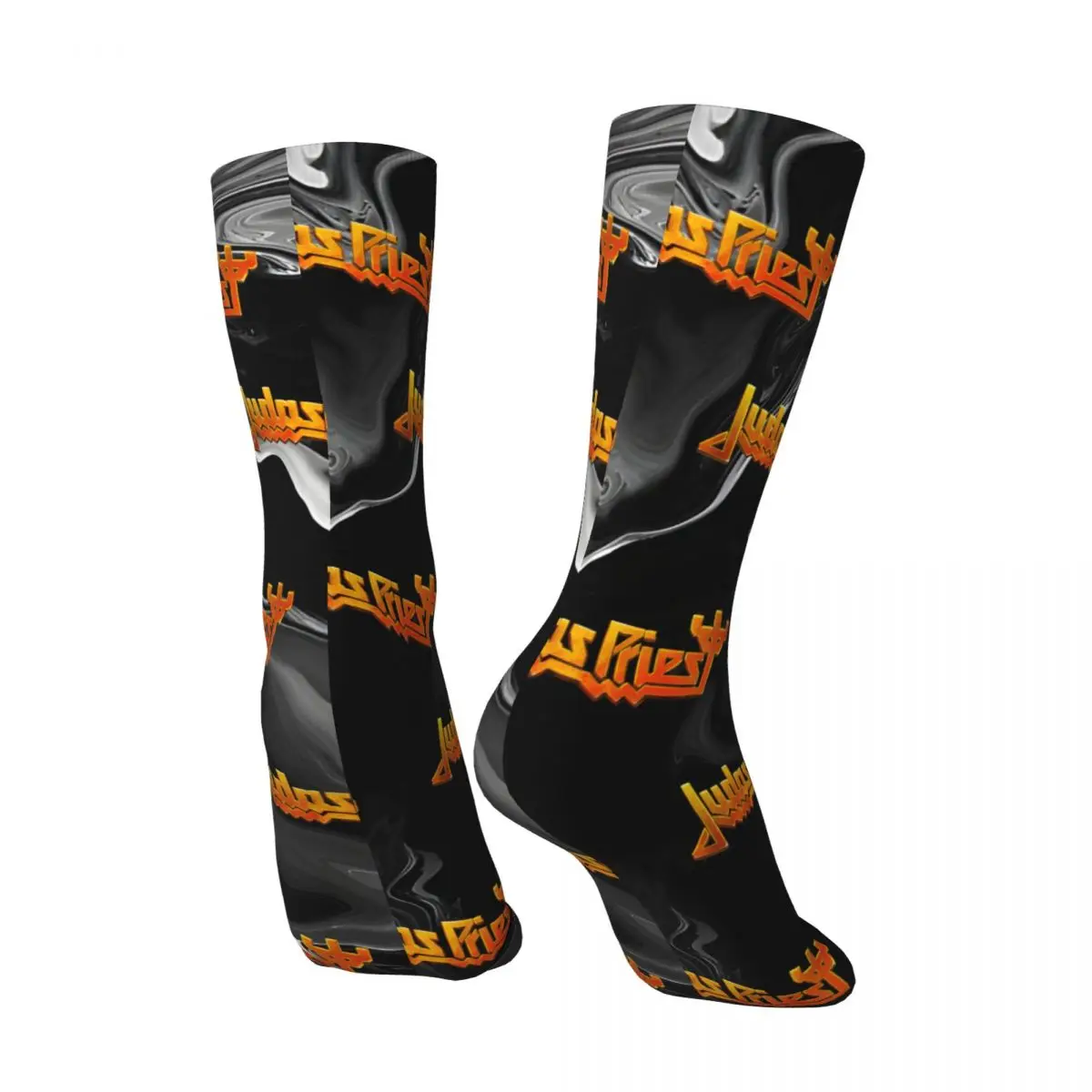 Crazy compression Rock Sock for Men Harajuku Judas Priest Seamless Pattern Crew Sock Novelty