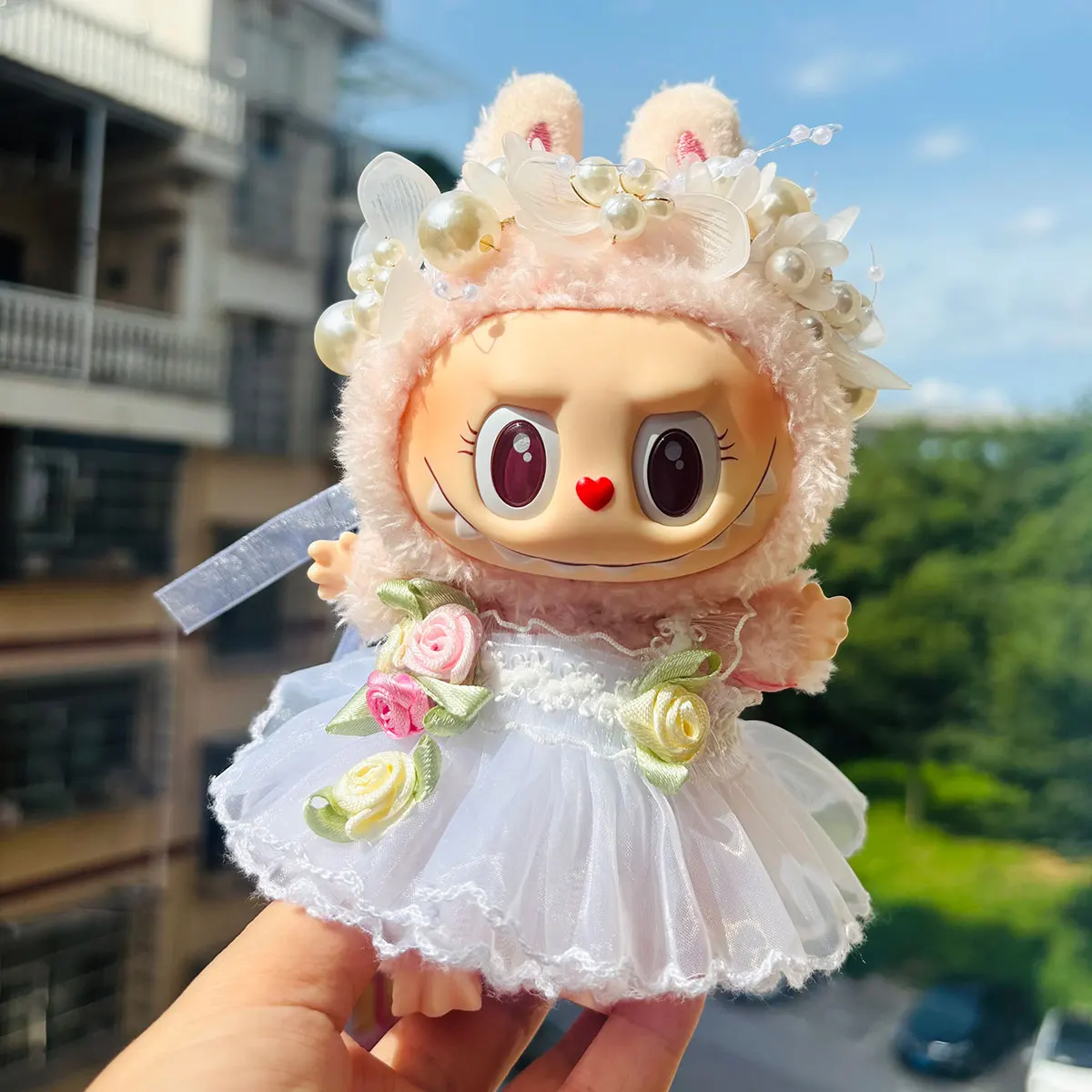 For Labubu Doll Clothing  Strap Pants with Mini Headphones and Mini Camera 17cm Clothing Shoes Doll DIY Accessories Training Sit