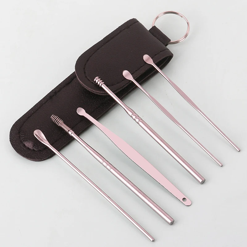 

6-Piece Set Ear Scoop Stainless Steel Ear Picking Tool Adult Spiral Ear Wax Picker Earpick Remover Cleaning Piercing Kit Cleaner