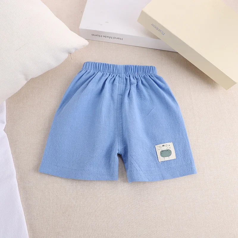 Pantalones cortos de algodón y lino de estilo coreano para niños, pantalones cortos bonitos para niños pequeños, 1, 2, 3, 4 y 5 años