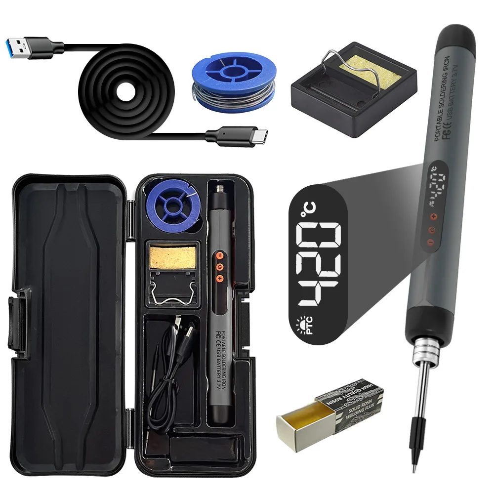 USB draadloze digitale elektrische soldeerboutset Draadloos instelbare temperatuur 300-450 ℃   Slim lassoldeergereedschap