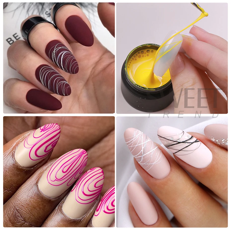 12pcs 5ml Spider Wire Gel Nail Polish Creative Colorful Drawing Flower Painting Line DIY Nail Art Design Gel Polish Varnish Glue