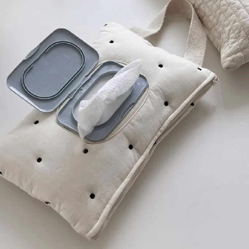 Ins Baumwolle Flip Cover Tissue Tasche Feuchttücher Fall Wiederverwendbare Hängende Tasche Papier Halter Lagerung Fall Abnehmbare Serviette Lagerung Taschen