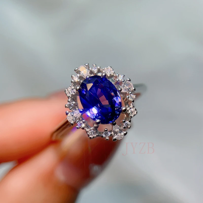 Natural Tanzanite ring high-end light luxury niche design ring opening adjustable 2022 new