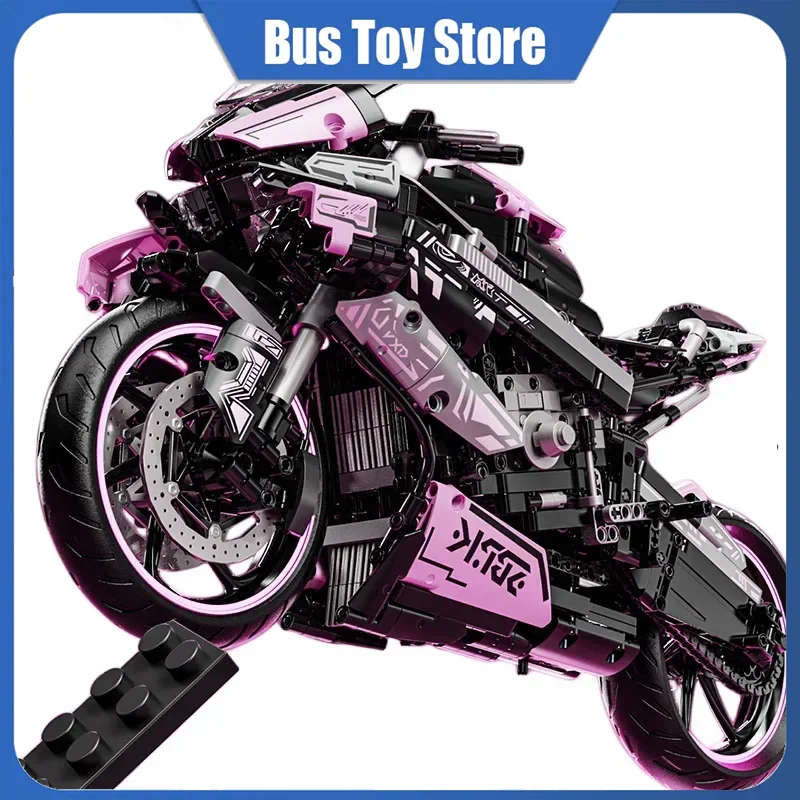 Rosa High Tech City Sports Rapid Racing Motocicletta Moto Moc Modello modulare in mattoni Blocchi di costruzione Regali per ragazzi Giocattoli