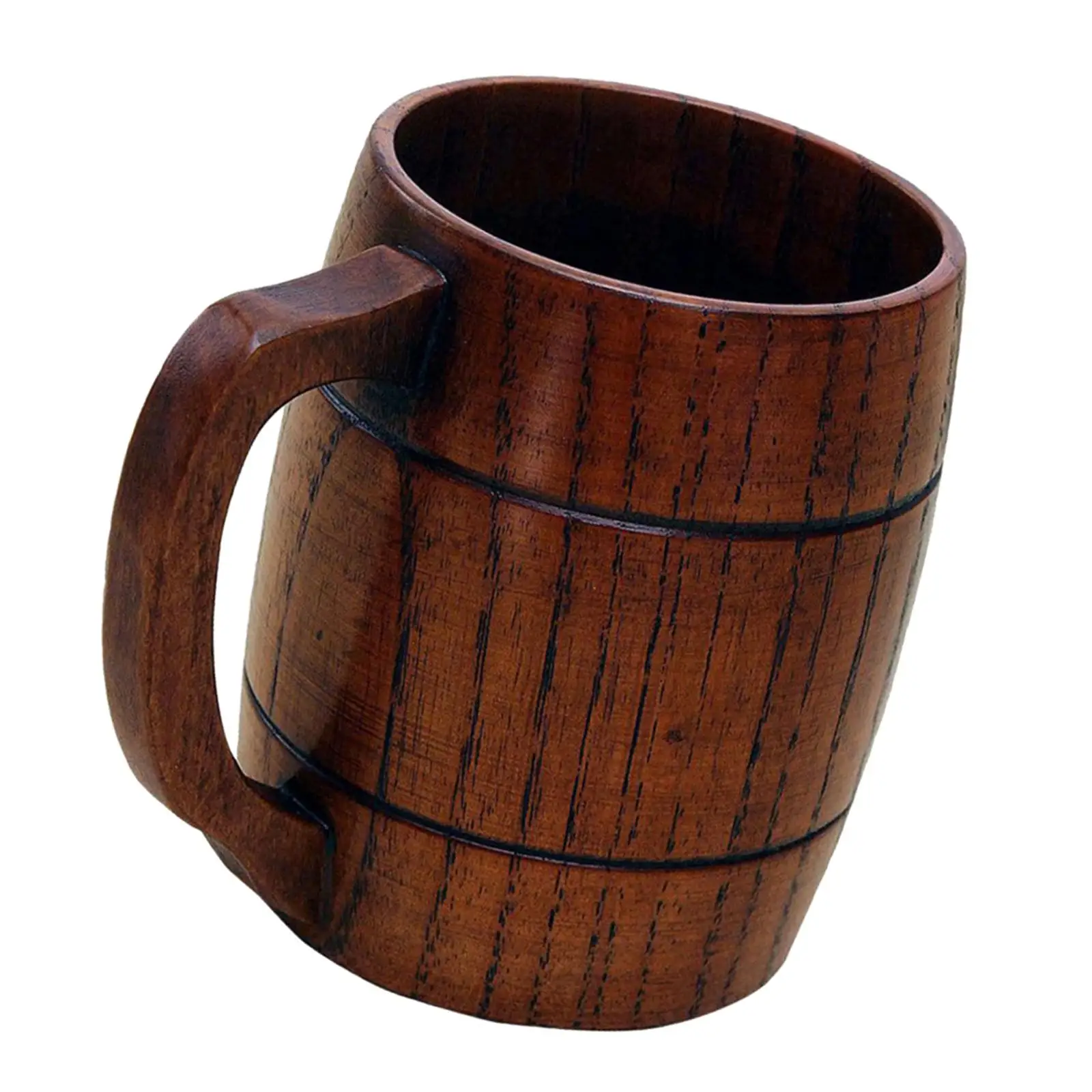 Nature Print Wooden Beer Mug Classic Handgrip Tankard Coffee Cup for Men Party Gift Christmas Wedding