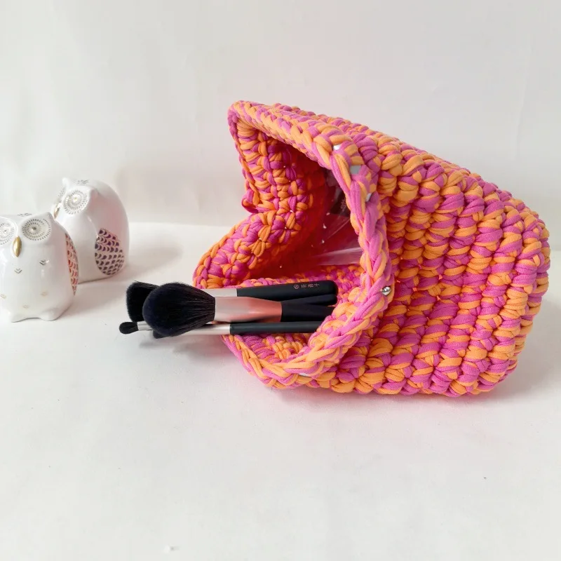 حقيبة يد كروشيه بشريط الدوبامين، حقيبة يد بشريط قماش كروشيه يدويًا، ليلة سحابة