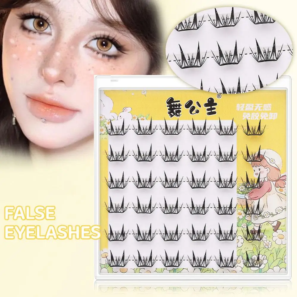 

6 Rows Glue-free False Eyelashes C Curling Natural Thick Lashes Women Daily Individual Eyelash Extensions Clusters Cosplay Party