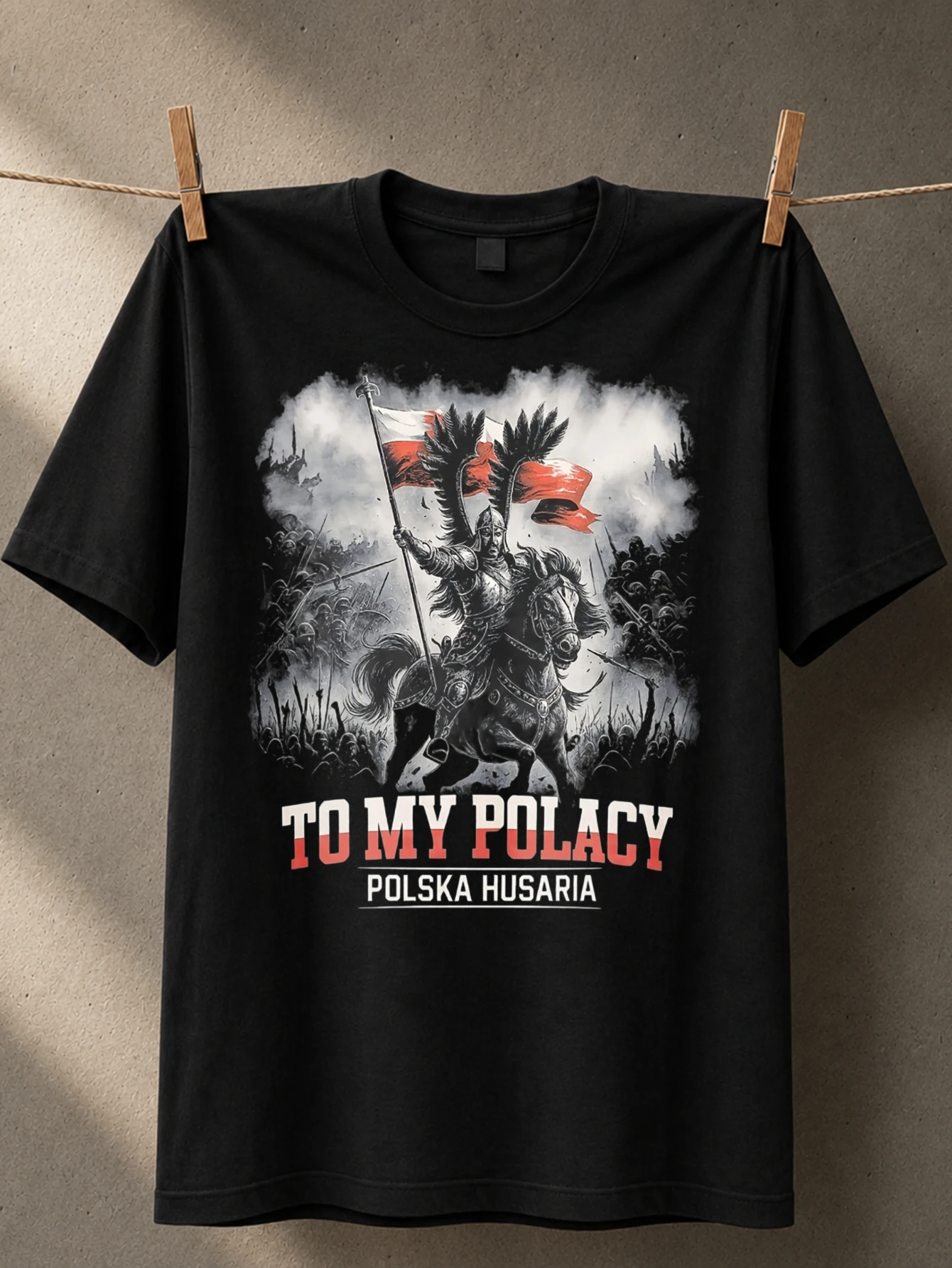 Polish Hussaria with armored horse rider red  s smoky battlefield To My Polacy text and heroic  Unisex All T-Shirt