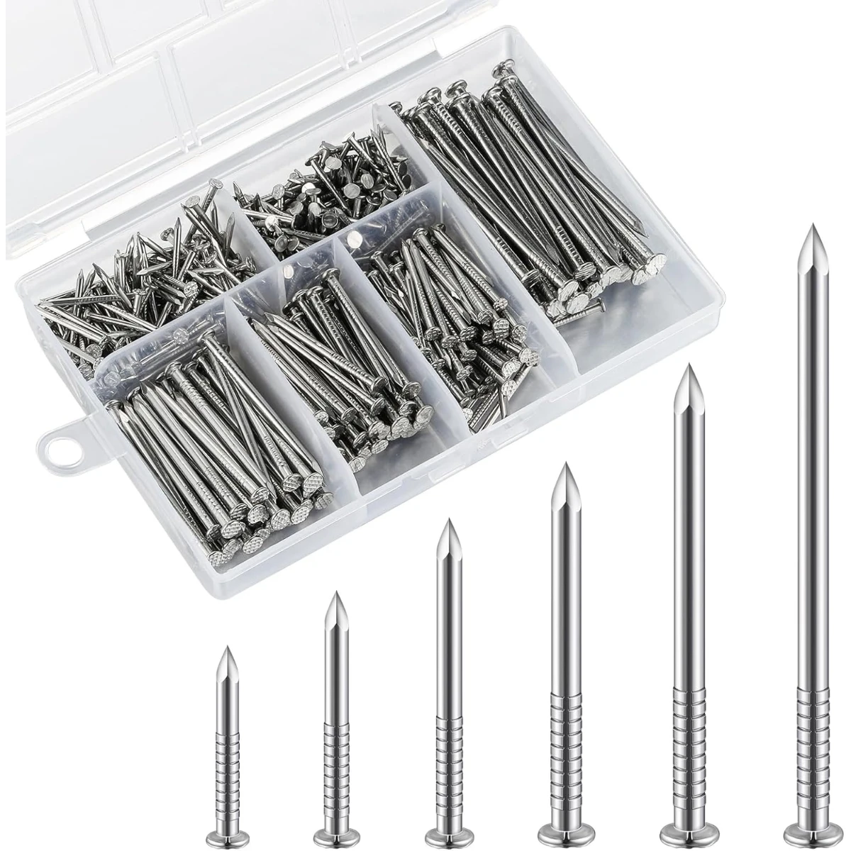 50-430pcs Stainless Steel 304 Nails Kit, Hanging Wall Long Nails Kit, Dowels Kit (15/21/25/30/37/50mm)