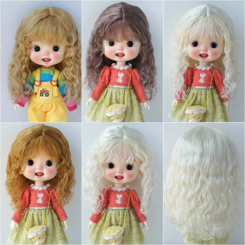 JD693L 8-9inch 9-10inch 10-11inch Mini Rebonding Soft Wave Combed Mohair Doll Wigs