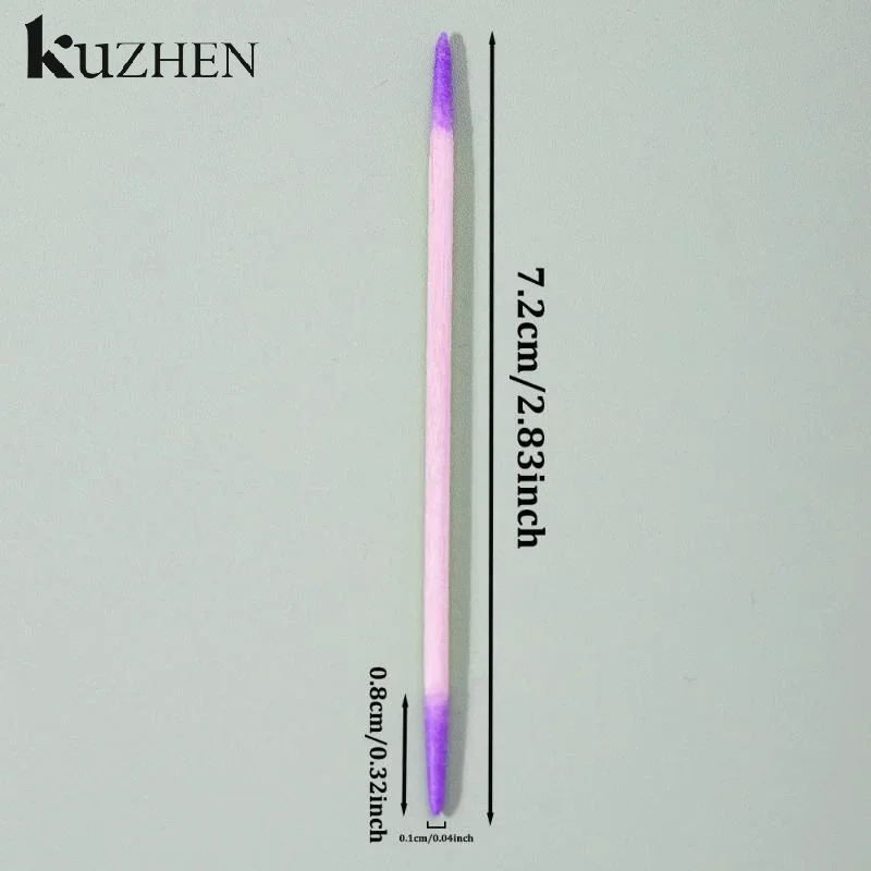 100/200/300/500Pcs Nagel Doppel-Kopf Holz Tupfer Reinigung Sticks Lila Dual-Tipped Baumwolle kopf Reinigung Tupfer Nagellack Entferner