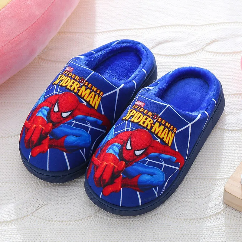 Pantofole in cotone Spider-man stampate in cartone animato per scarpe per bambini moda nuovo stile calore autunno inverno Indoor Kids Boys Slipper