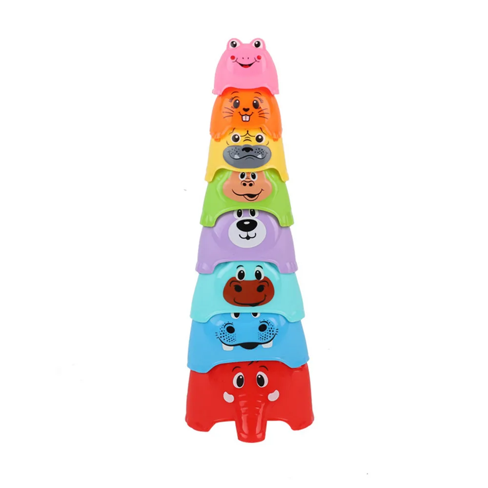 Children's Bath Water Toy Cartoon Elephant Stack Of Cups Early Education Enlightenment Toy Rainbow Stack Of Cups Baby Gift