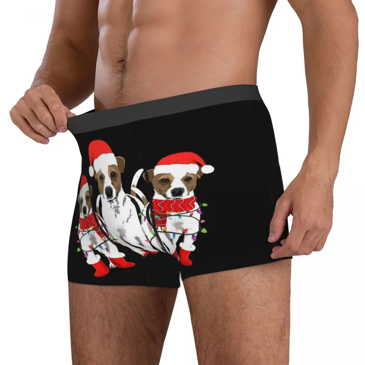 Boxer Unterhose Shorts Jack Russell Weihnachten Santa Hunde Höschen Männer atmungsaktive Unterwäsche für Homme Mann Freund Geschenk