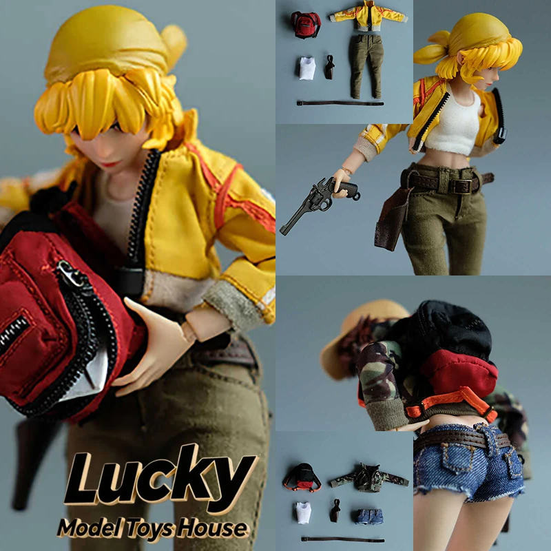 

1/12 Mobile Suit Girl Short Vest Jacket Denim Shorts Backpack Clothes Kit Accessory For 6inch Eri Fio Female Soldier Cospaly