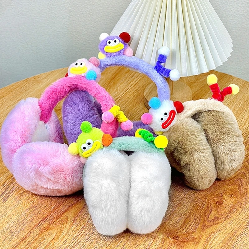 冬用の漫画イヤーマフ帽子、折りたたみ式イヤーウォーマー付き、暖かくトレンディな