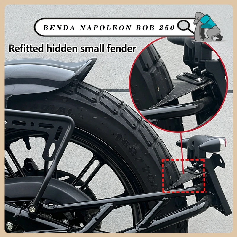 

Motorcycle Fender Wheel Extension Fender Mudguard Splash Guard Accessories For BENDA NAPOLEON BOB 250 Hidden small mudguard