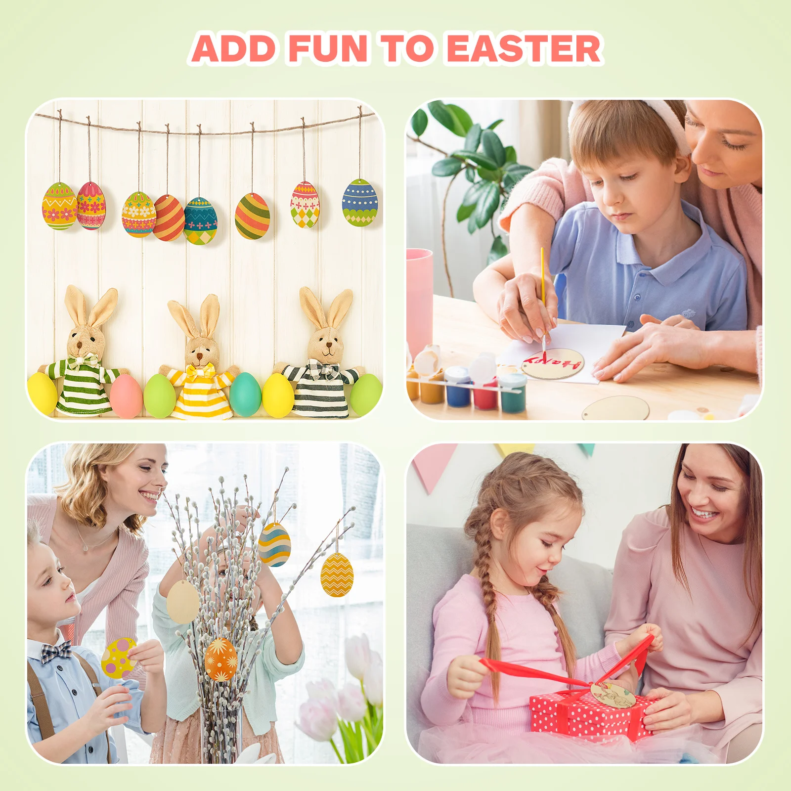

Easter 2024 DIY Wooden Pendants Kit Rabbit Chick Egg Hangings for Home Party Decoration Craft Painting Gift Hanging Ornaments