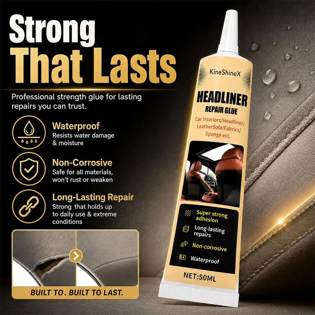 50ML Waterproof Car Headliner Repair Glue, Fabric Upholstery Adhesive for Car Roof Liner, Fabric, Leather and Interior Repairs view 3