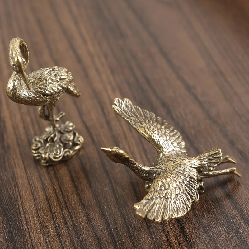 1Pc Pure Copper to Spread the Wings and Soar High Crane Ornaments Table Decorations Office Creative