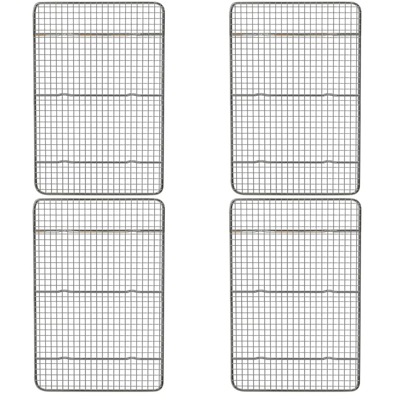 

【NEW-SALE】4X Cooling Rack And Baking Rack, Fits Quarter Sheet Pan, Stainless Steel, Wire Baking Cookie Bacon Racks 39 X 28CM