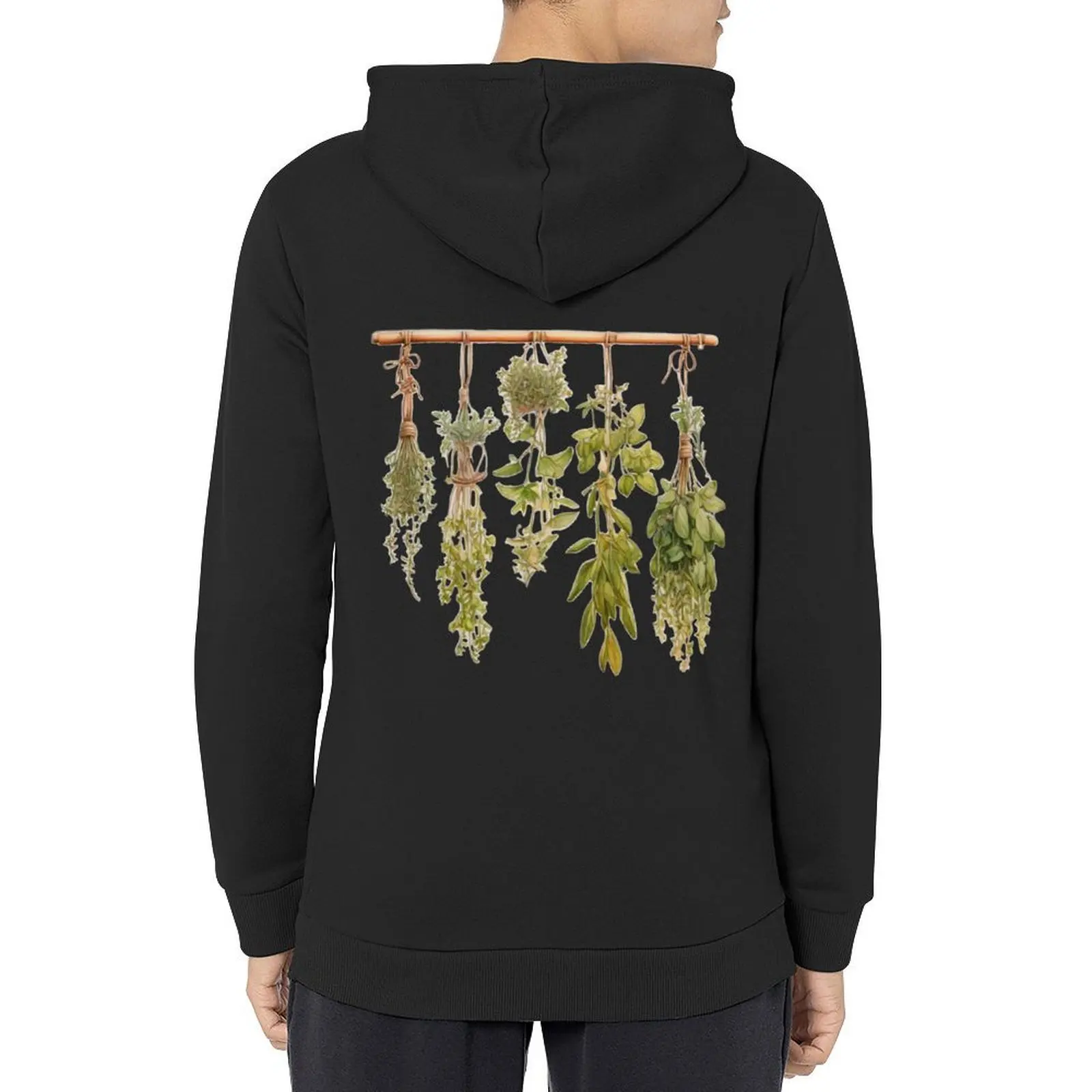 

Classic boho natural botanical watercolor herbs dried herbs Hoodie autumn jacket men men's clothing oversized hoodie