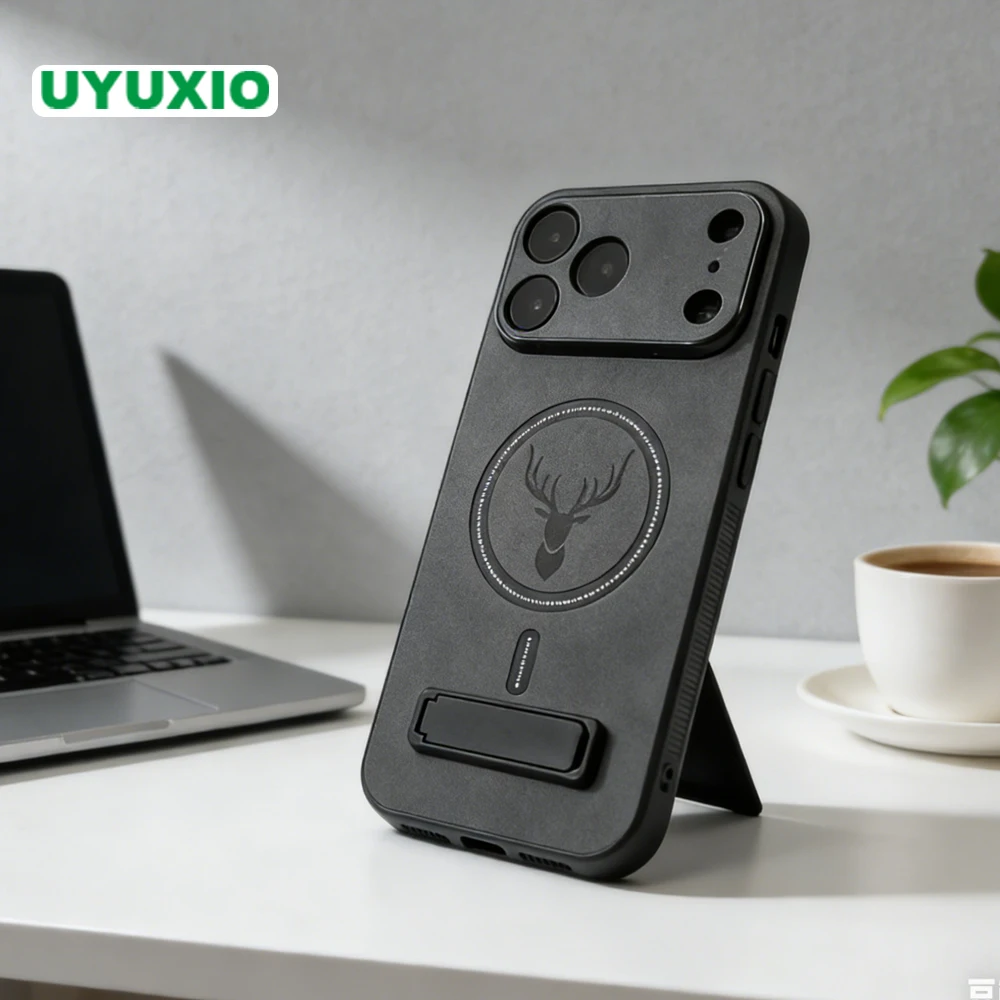 UYUXIO Magnetische Handyhülle mit Ständer für iPhone 17, 15, 16, 14 Pro Max Plus 13, 12, 11, Ständer-Abdeckungshüllen mit Halterung