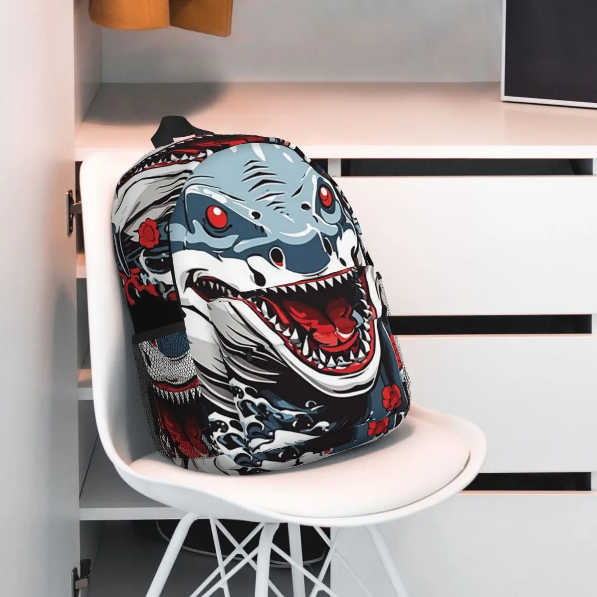 

Great Shark Open Its Mouth Cartoon Backpack Student BookBag Children School Bag Computer Shoulder Bags for Men Women