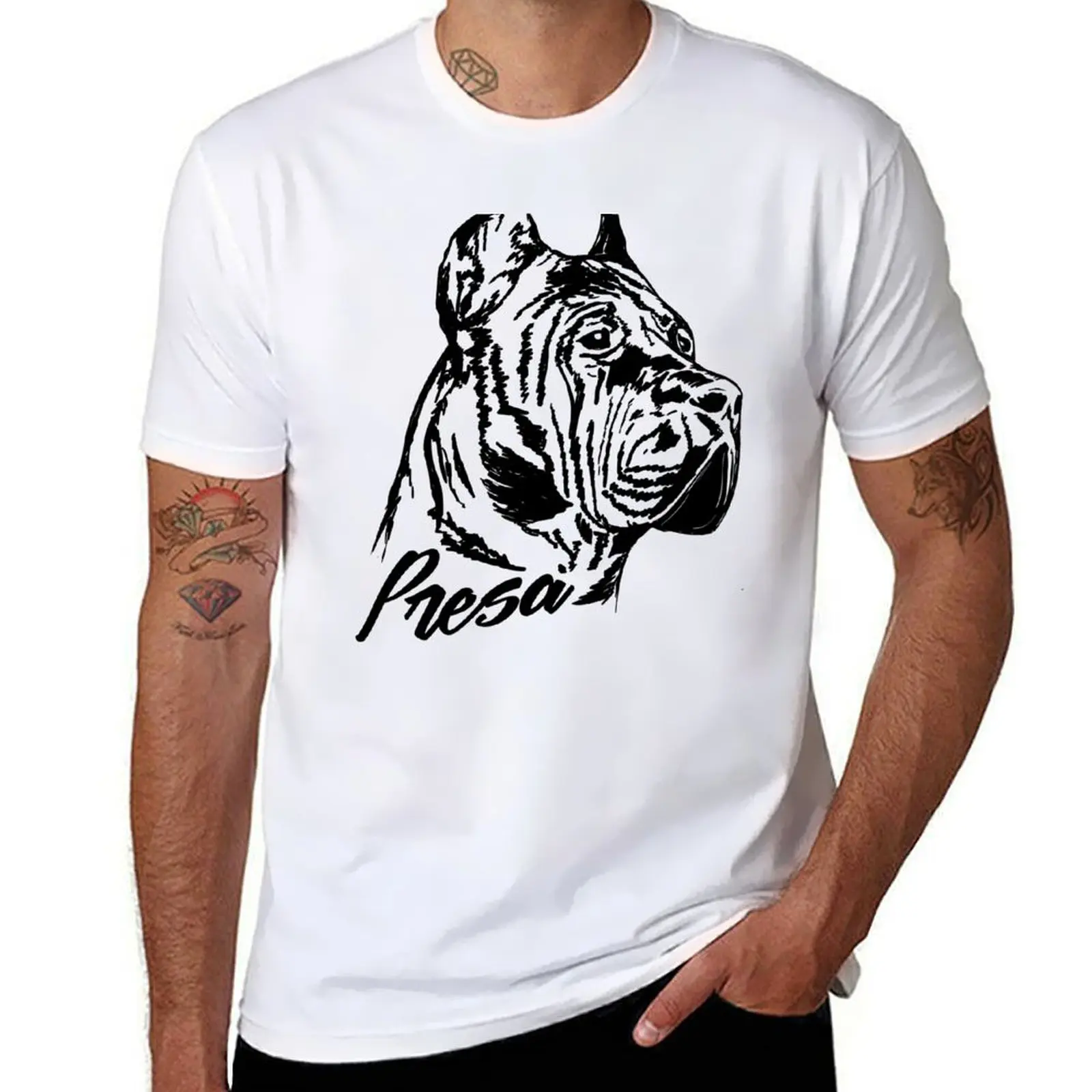 Camiseta Básica Lisa de Manga Curta com Gola Redonda Canario Dogo - Perro Canario Presa
