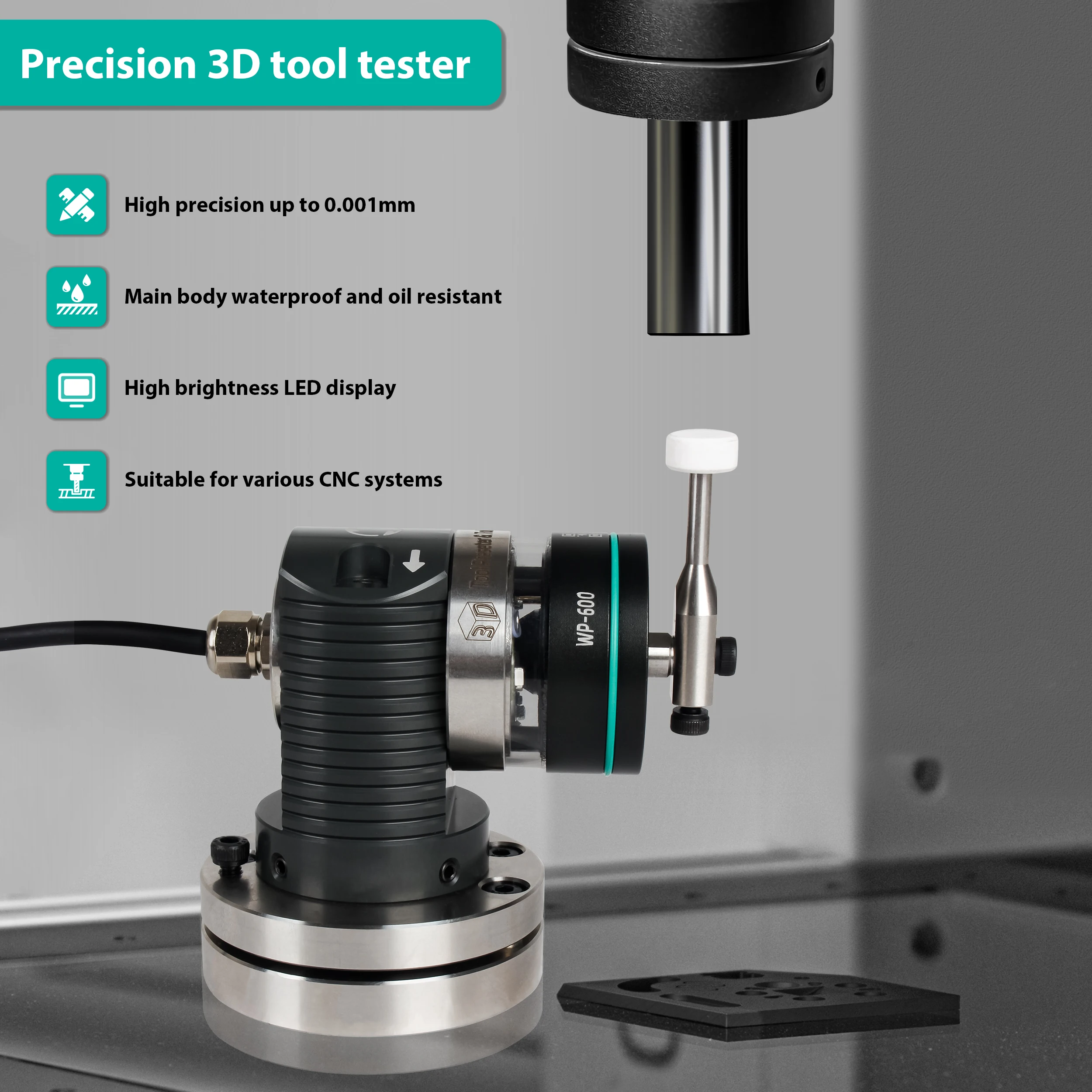Instrumento de ajuste de herramientas CNC 3D WP-600 Detector de herramientas SENSOR Setter de máquina herramienta en línea