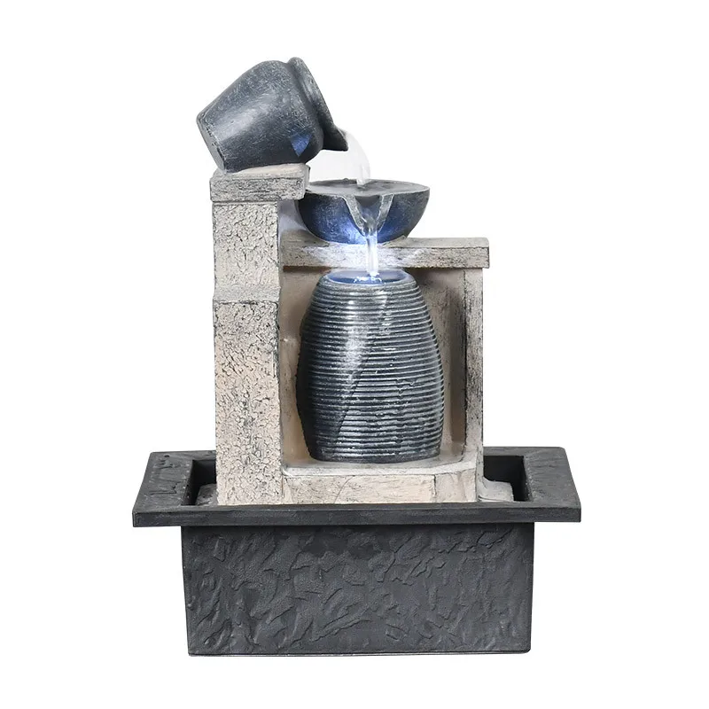 Imagem -04 - Fonte de Água de Mesa com Luz Led Feng Shui Zen Indoor Waterfall Home And Office Decor Desktop Size Stacked Rocks