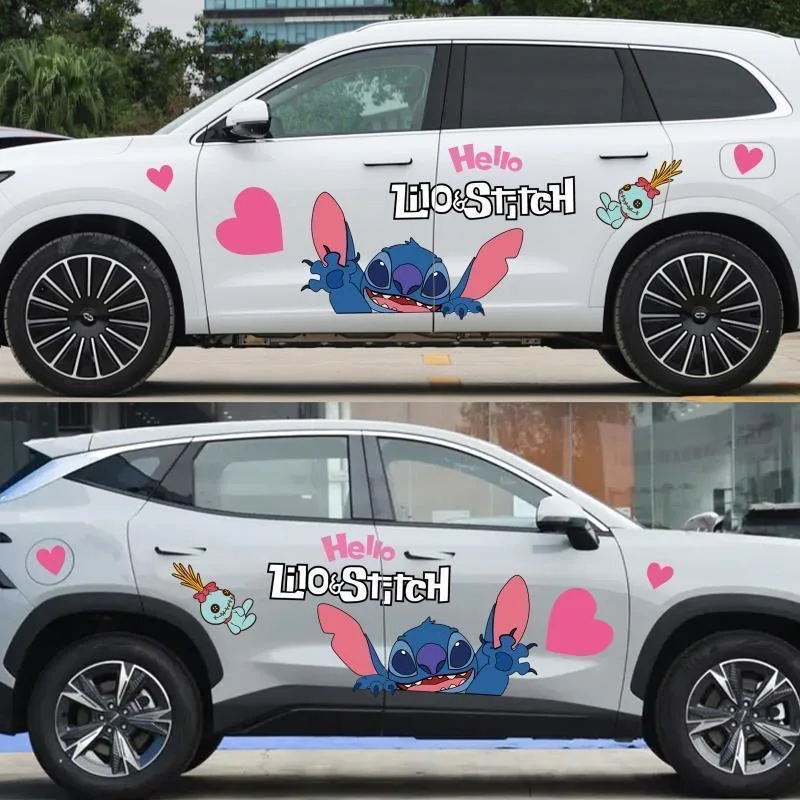 لطيف ديزني غرزة أنيمي جسم السيارة تعديل قذيفة خدش درع الكرتون ملصق Kawaii غرزة ملصق مضاد للمياه سيارة الديكور